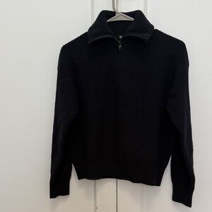 Uniqlo 100% wool quarter zip navy women's size Small
